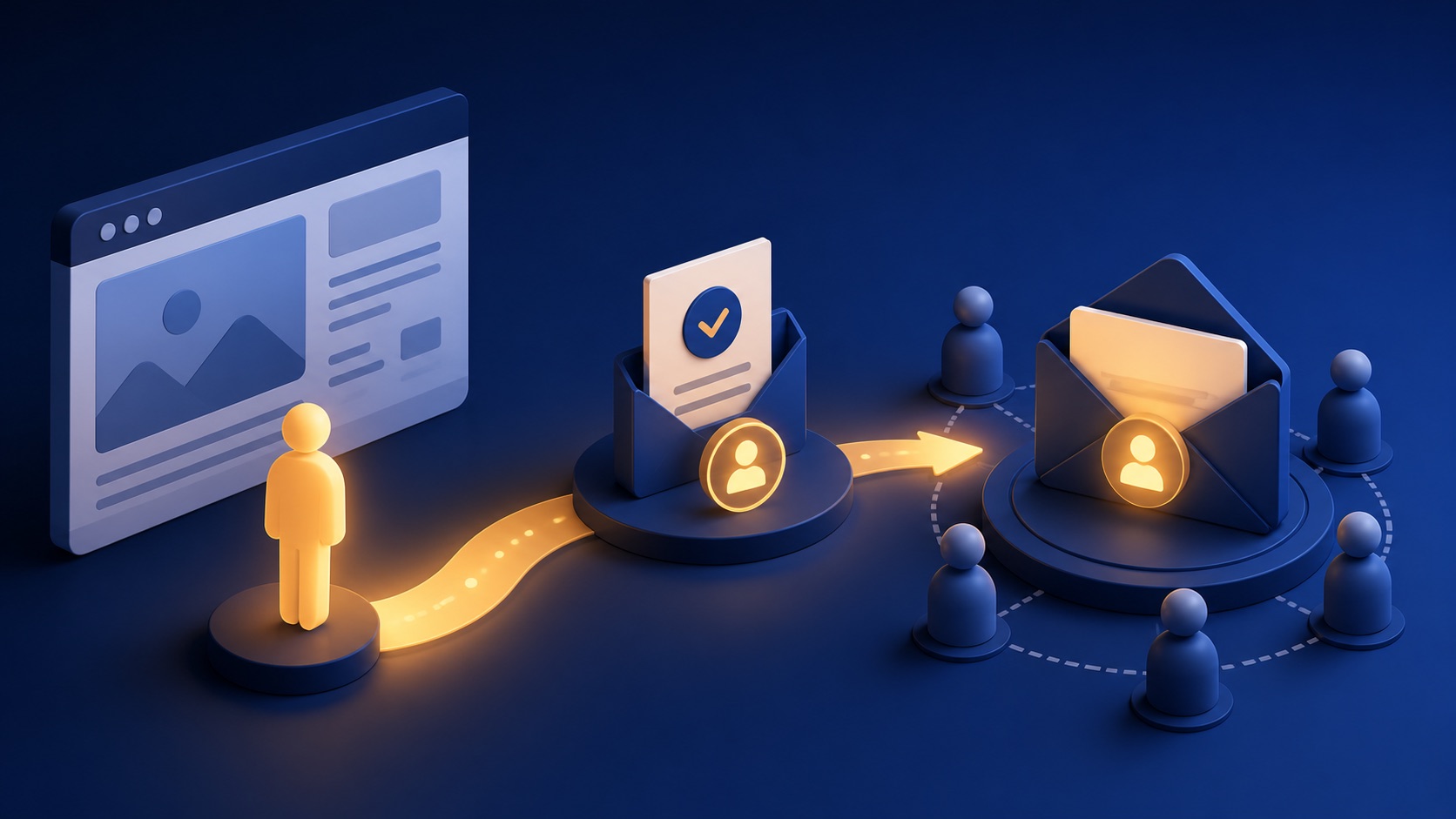turn-website-visitors-into-email-subscribers - Prodify Digital A website visitor moving through a relevant signup offer into an owned email subscriber relationship