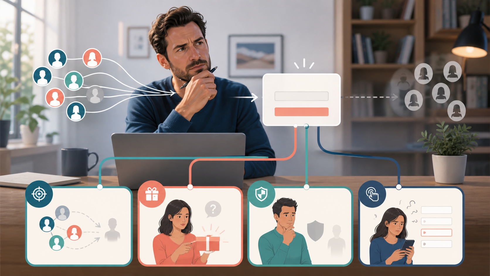 Creator diagnosing why website visitors are not joining an email list by checking traffic relevance, offer value, trust and signup friction.