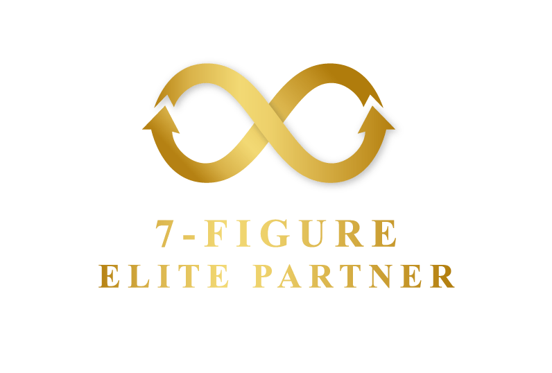 7-Figure Elite Partner logo with a gold infinity symbol