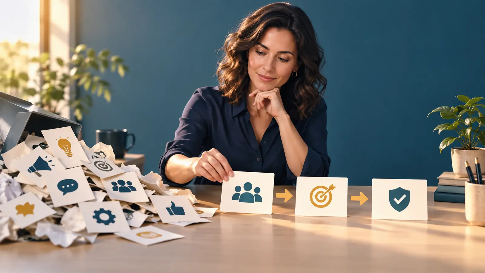 Most email marketing advice needs context - Prodify Digital Solo business owner sorting generic email advice into an audience-first decision path