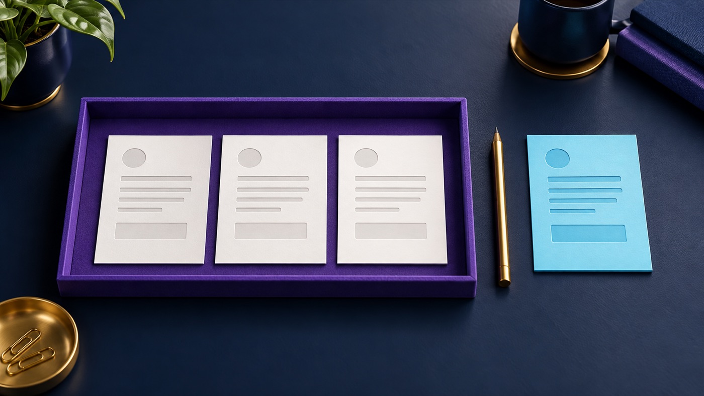 Three agreed deliverables inside a tray and one new request outside it