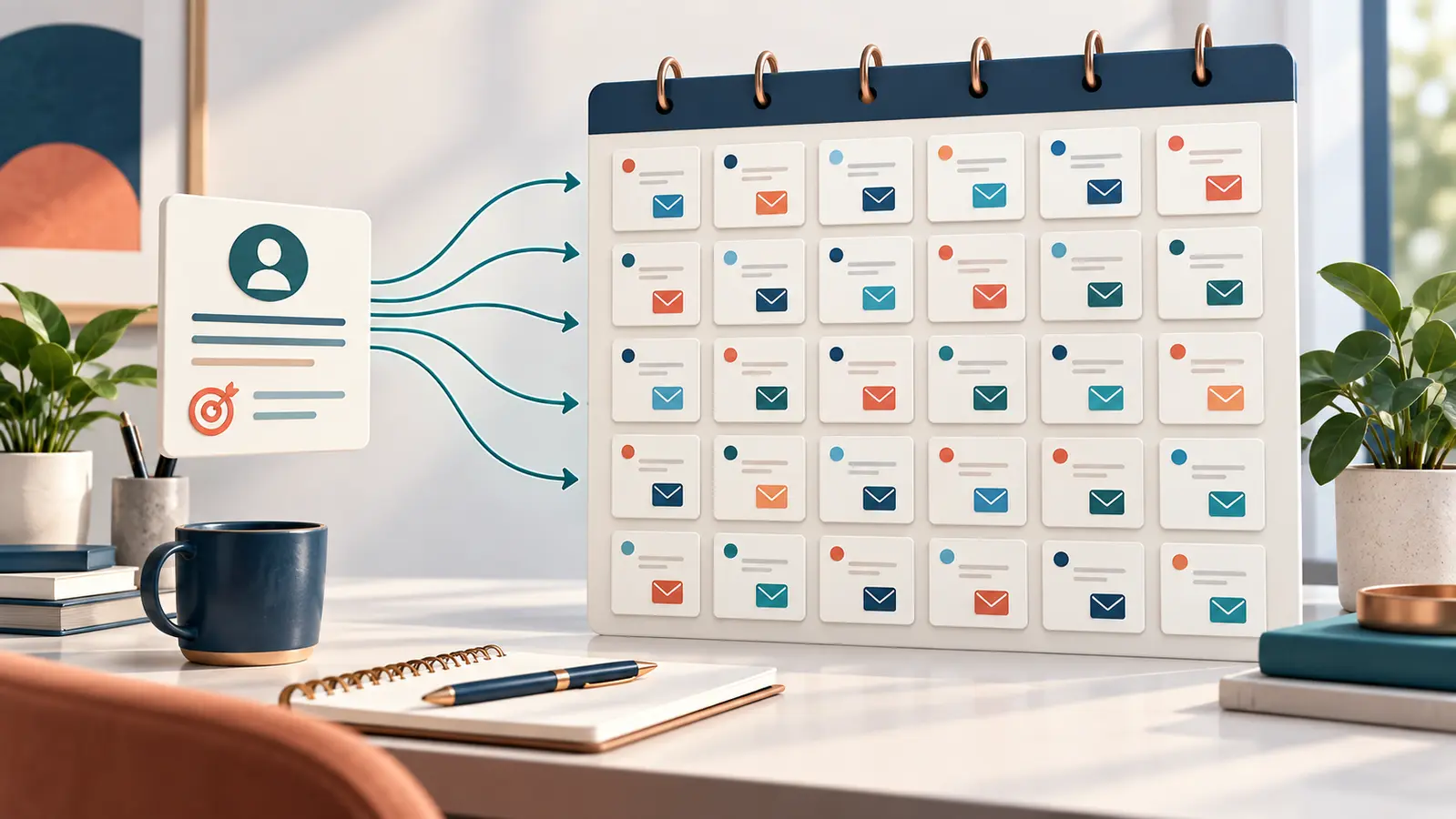 A 30-day email content calendar organized from one clear audience brief