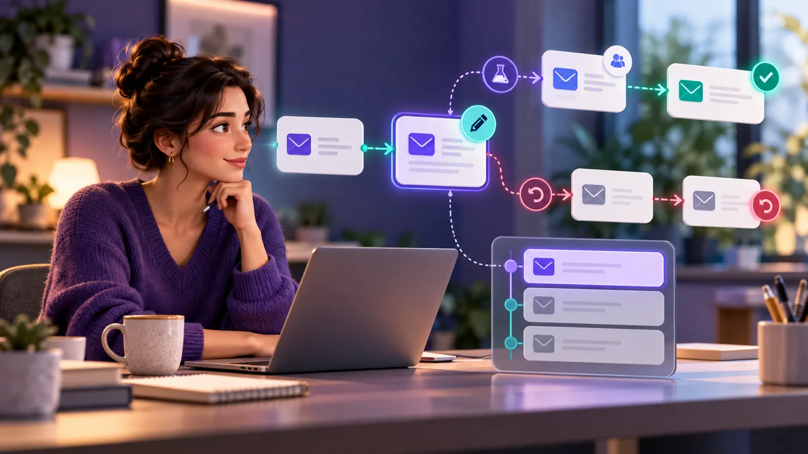 Email automation change log - Prodify Digital Small-business owner reviewing a controlled email automation change with test, approval and rollback paths.